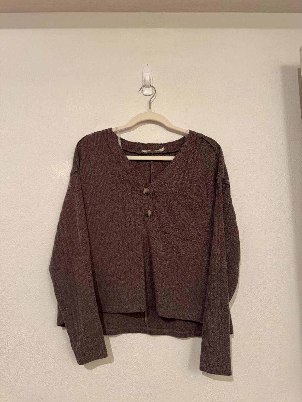 Lush Brown V-Neck Lightweight Sweater – Size M